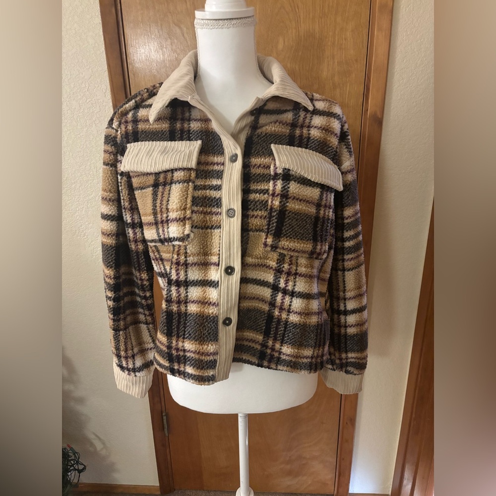 Fred David Tan, Black And Purple Plaid Teddy Jacket